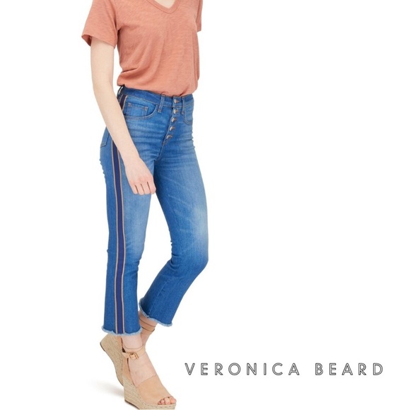 Veronica Beard Carolyn Tuxedo Stripe 10” Baby Boot Jeans - Picture 1 of 13